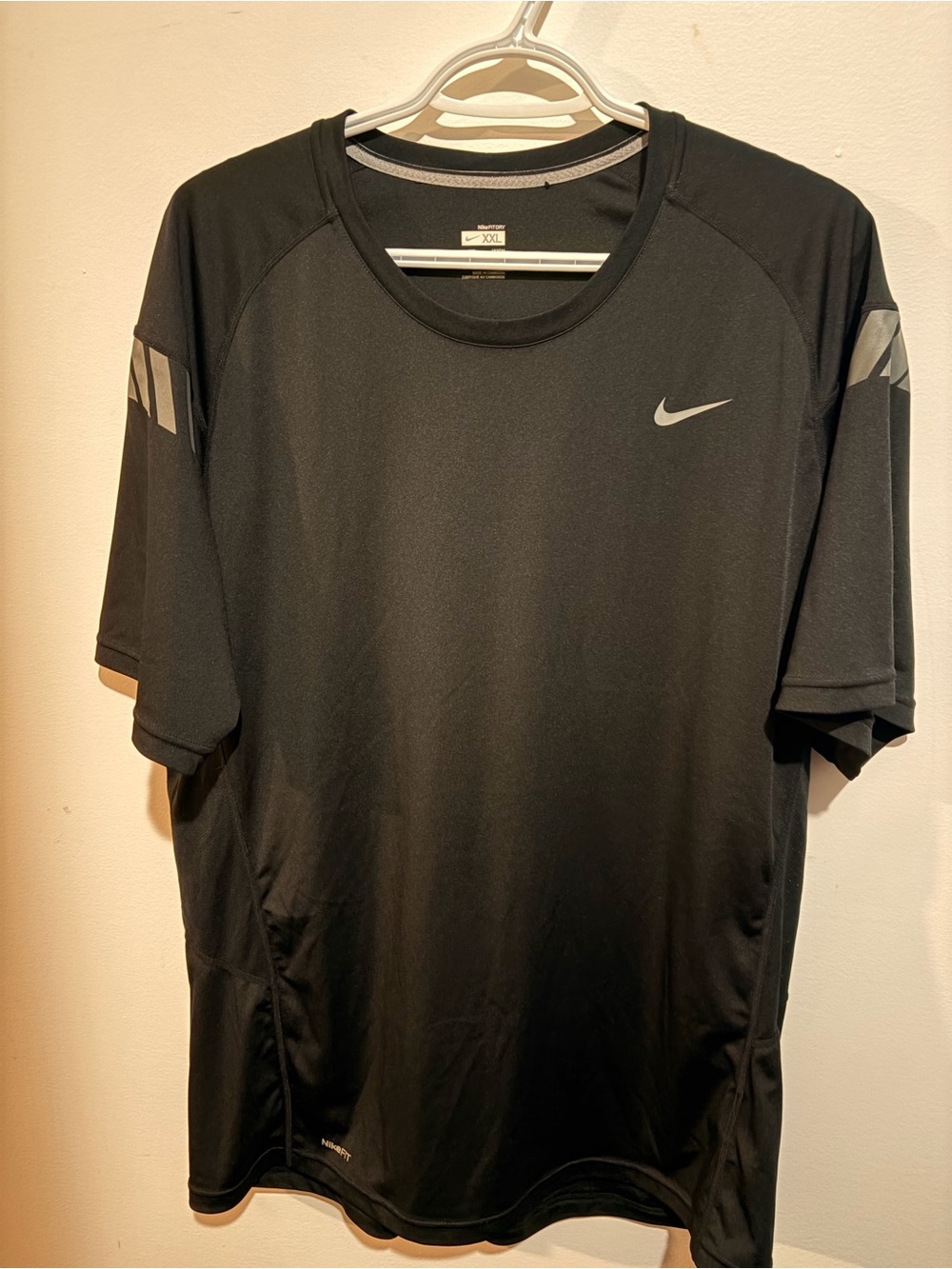 Nike Black Athletic Short Sleeve Training Tee with Reflective Accents